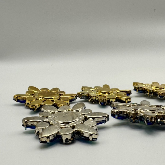 Aurora borealis AB crystal/rhinestone ~2" embellishments (6) flat-back snowflake - Picture 6 of 8